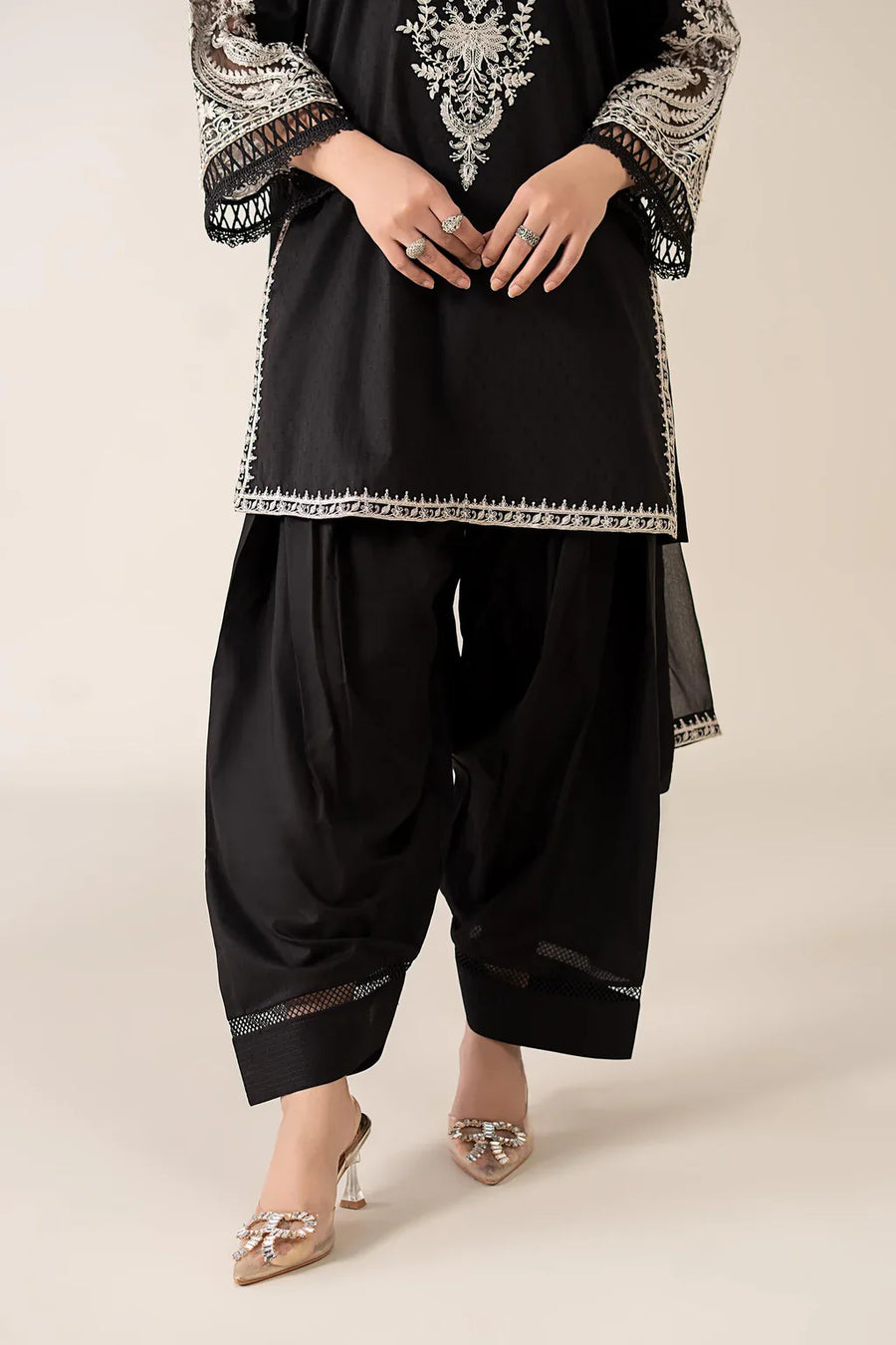 MARIA.B-3PC DHANAK EMBROIDERED SHIRT WITH BAMBER CHIFFON EMBROIDERED DUPATTA & TROUSER-14175