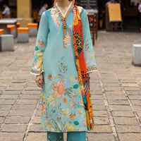 MUSHQ-3PC LAWN PRINTED SHIRT WITH CHIFFON PRINT DUPATTA AND PRINT TROUSER-BIC-2507