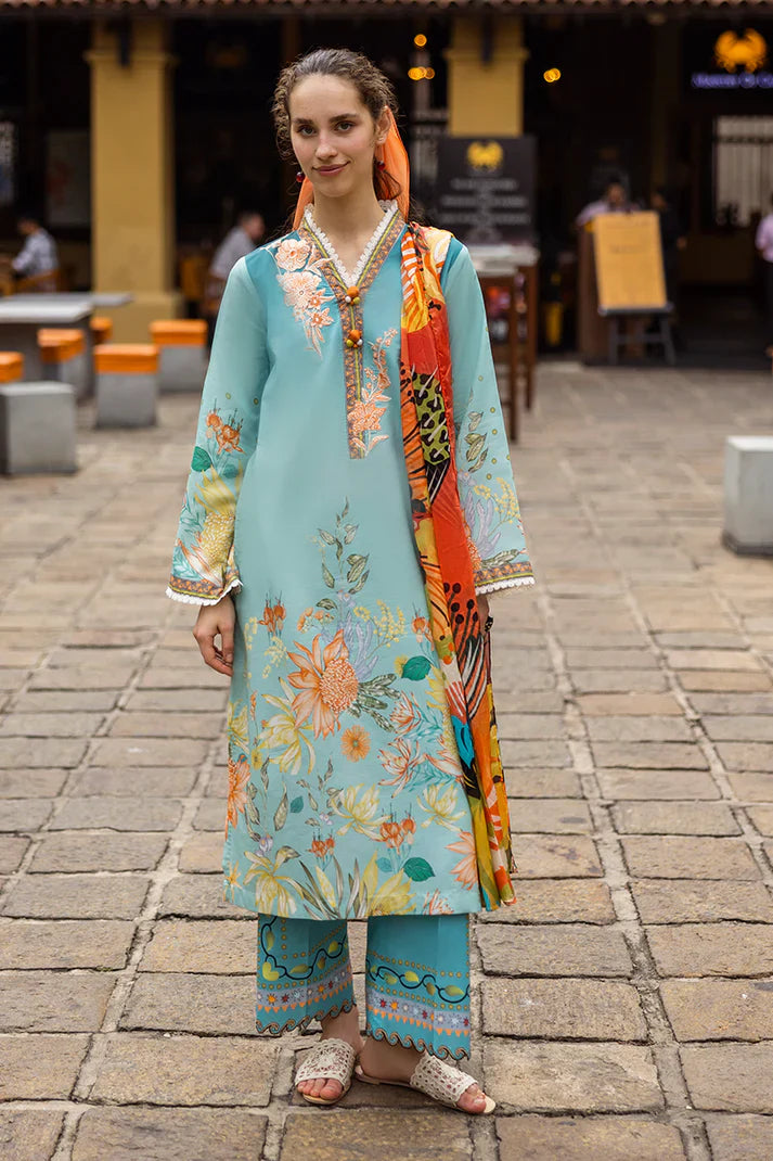 MUSHQ-3PC LAWN PRINTED SHIRT WITH CHIFFON PRINT DUPATTA AND PRINT TROUSER-BIC-2507