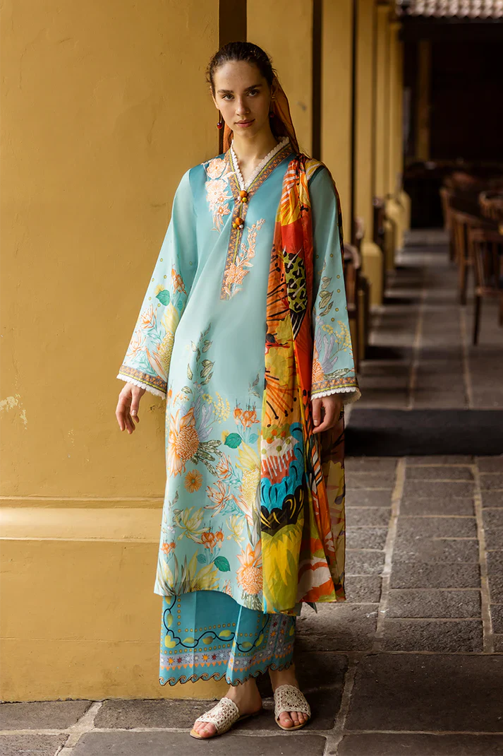 MUSHQ-3PC LAWN PRINTED SHIRT WITH CHIFFON PRINT DUPATTA AND PRINT TROUSER-BIC-2507