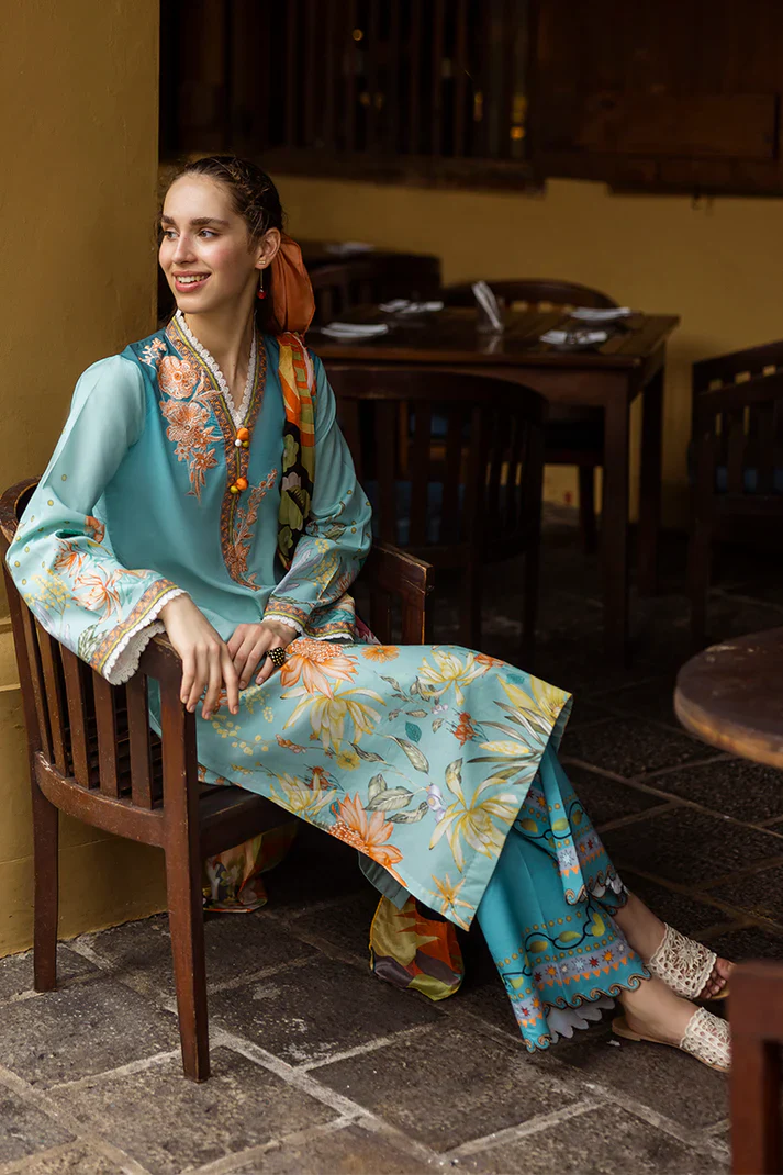 MUSHQ-3PC LAWN PRINTED SHIRT WITH CHIFFON PRINT DUPATTA AND PRINT TROUSER-BIC-2507