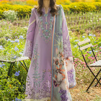 MUSHQ-3PC DHANAK EMBROIDERED SHIRT WITH COUTRAI WOOL PRINTED SHAWL AND TROUSER - 14018