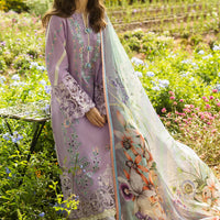 MUSHQ-3PC DHANAK EMBROIDERED SHIRT WITH COUTRAI WOOL PRINTED SHAWL AND TROUSER - 14018