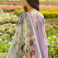 MUSHQ-3PC DHANAK EMBROIDERED SHIRT WITH COUTRAI WOOL PRINTED SHAWL AND TROUSER - 14018