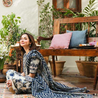 SAPPHIRE.B-3PC LAWN EMBROIDERED PRINTED SHIRT WITH CHIFFON PRINT DUPATTA AND PRINT TROUSER-BIC-2527