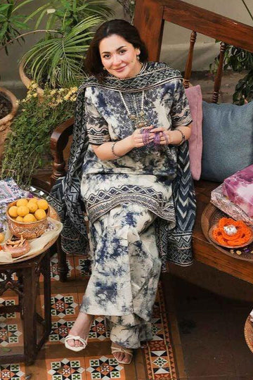 SAPPHIRE.B-3PC LAWN EMBROIDERED PRINTED SHIRT WITH CHIFFON PRINT DUPATTA AND PRINT TROUSER-BIC-2527