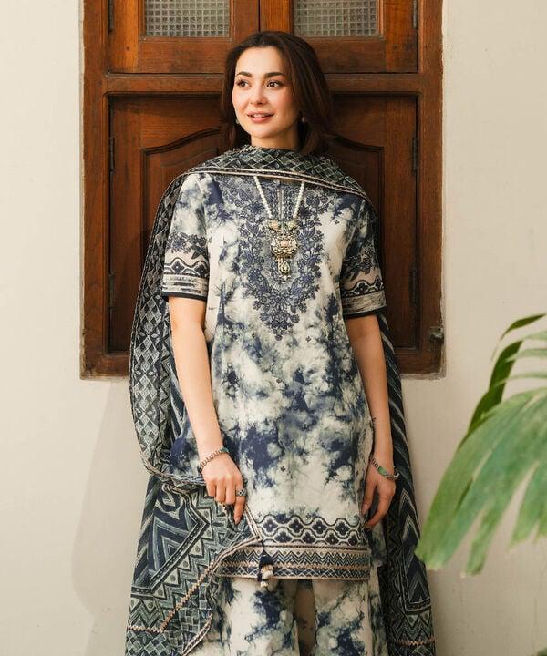 SAPPHIRE.B-3PC LAWN EMBROIDERED PRINTED SHIRT WITH CHIFFON PRINT DUPATTA AND PRINT TROUSER-BIC-2527