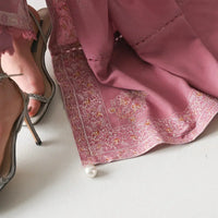 BATIK-3PC DHANAK EMBROIDERED SHIRT WITH DHANAK EMBROIDERED SHAWL AND TROUSER-BIC - 14189