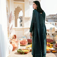 FLORENT-3PC DHANAK UNSTITCHED  EMBROIDERED SHIRT WITH DHANAK EMBROIDERED SHAWL & TROUSER-BIC-4160