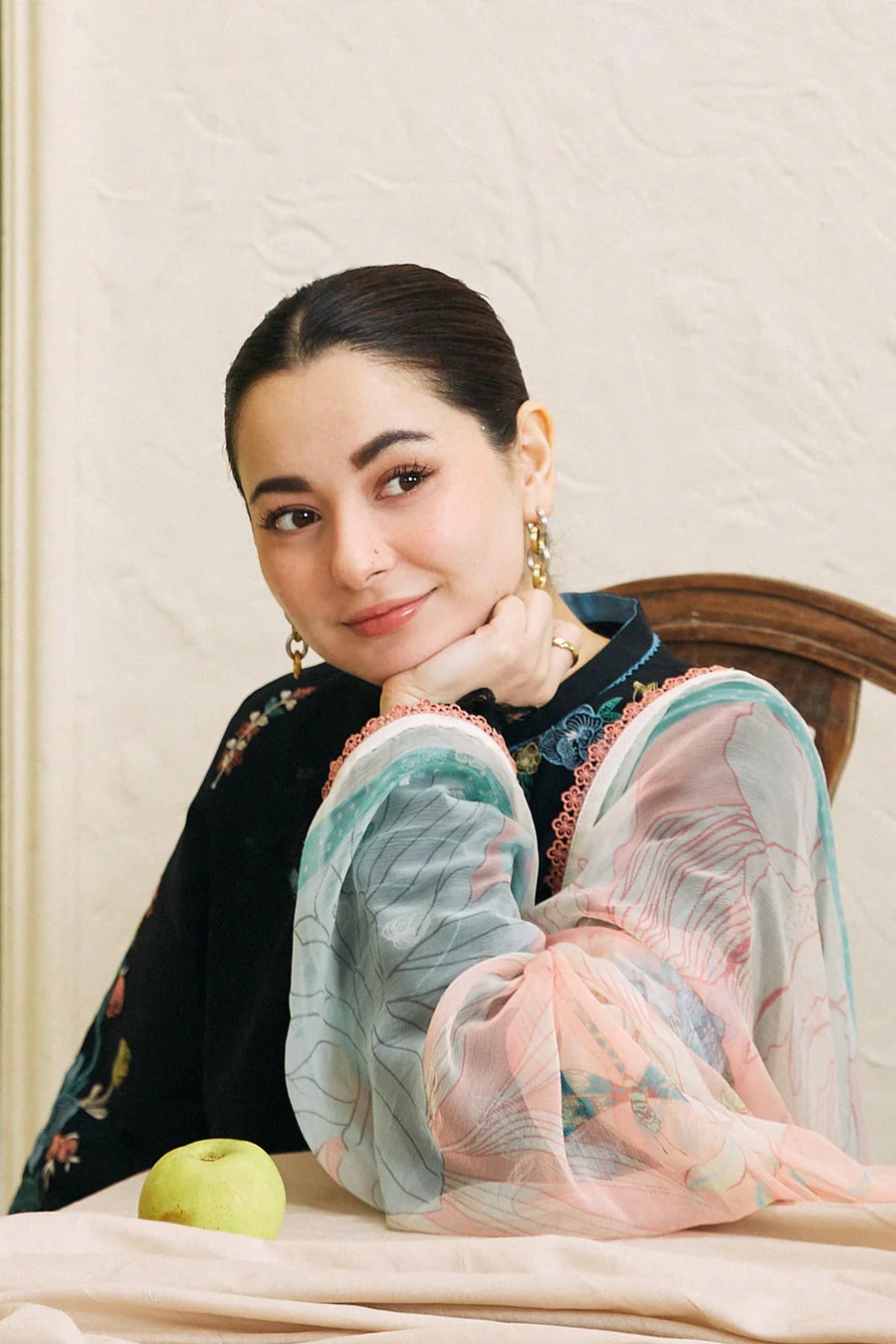 ZARASHAHJAHAN- 3PC DHANAK EMBROIDERED SHIRT WITH COUTRAI WOOL PRINT SHAWL AND EMB TROUSER-3214