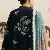 ZARASHAHJAHAN- 3PC DHANAK EMBROIDERED SHIRT WITH COUTRAI WOOL PRINT SHAWL AND EMB TROUSER-3214