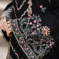 LIBAAS-3PC DHANAK EMBROIDERED SHIRT WITH DHANAK EMBROIDERED SHAWL & TROUSER-BIC-14346