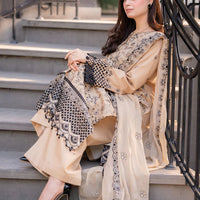 SAPPHIRE-3PC DHANAK EMBROIDERED SHIRT WITH CHIFFON EMBROIDERED DUPATTA AND TROUSER-14035