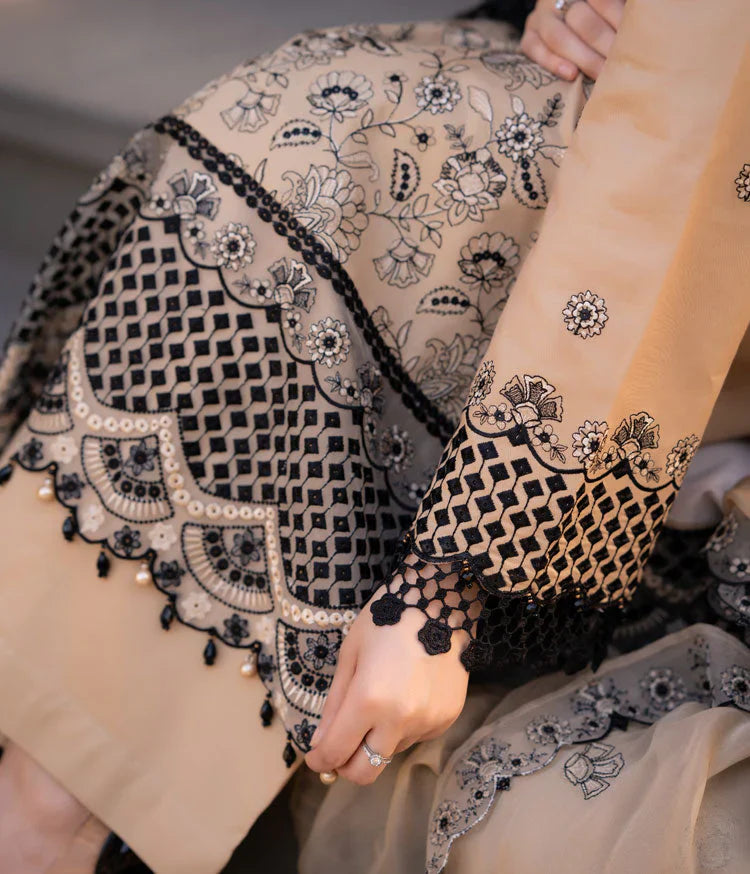 SAPPHIRE-3PC DHANAK EMBROIDERED SHIRT WITH CHIFFON EMBROIDERED DUPATTA AND TROUSER-14035