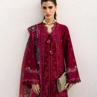 REPUBLIC 3PC DHANAK EMBROIDERED SHIRT WITH COURTRAI PRINTED SHAWL & DHANAK TOUSER-14278