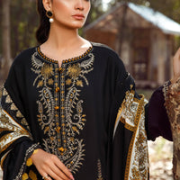 MARIA.B-3PC KHADDAR EMBROIDERED SHIRT WITH COURTRAI PRINTED SHAWL & TROUSER  - 14157