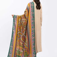 MARIA.B-3PC DHANAK EMBROIDERED SHIRT WITH COUTRAI PRINTED SHAWL AND TROUSER-14030