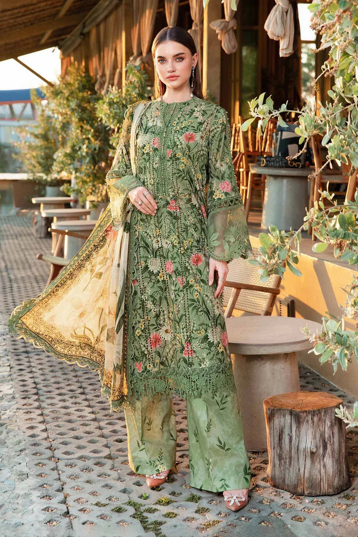 MARIA.B-3PC LAWN PRINTED SHIRT WITH CHIFFON PRINT DUPATTA AND PRINT TROUSER-BIC-2506