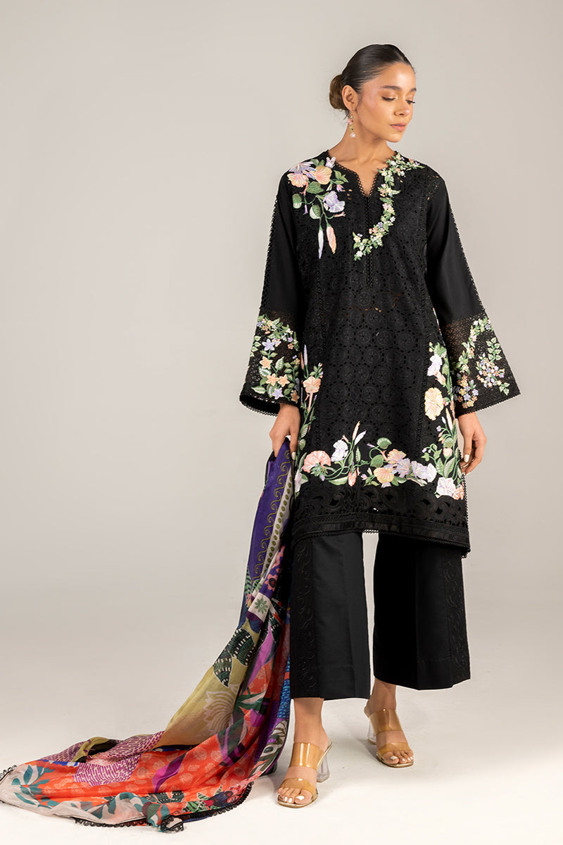 MUSHQ-3PC LAWN EMBROIDERED SHIRT WITH MONARK PRINT DUAPATTA AND TROUSER-BIC-3719