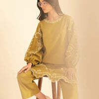 BATIK-2PC DHANAK EMBROIDRED SHIRT WITH DHANAK EMBROIDRED SLEEVES-122