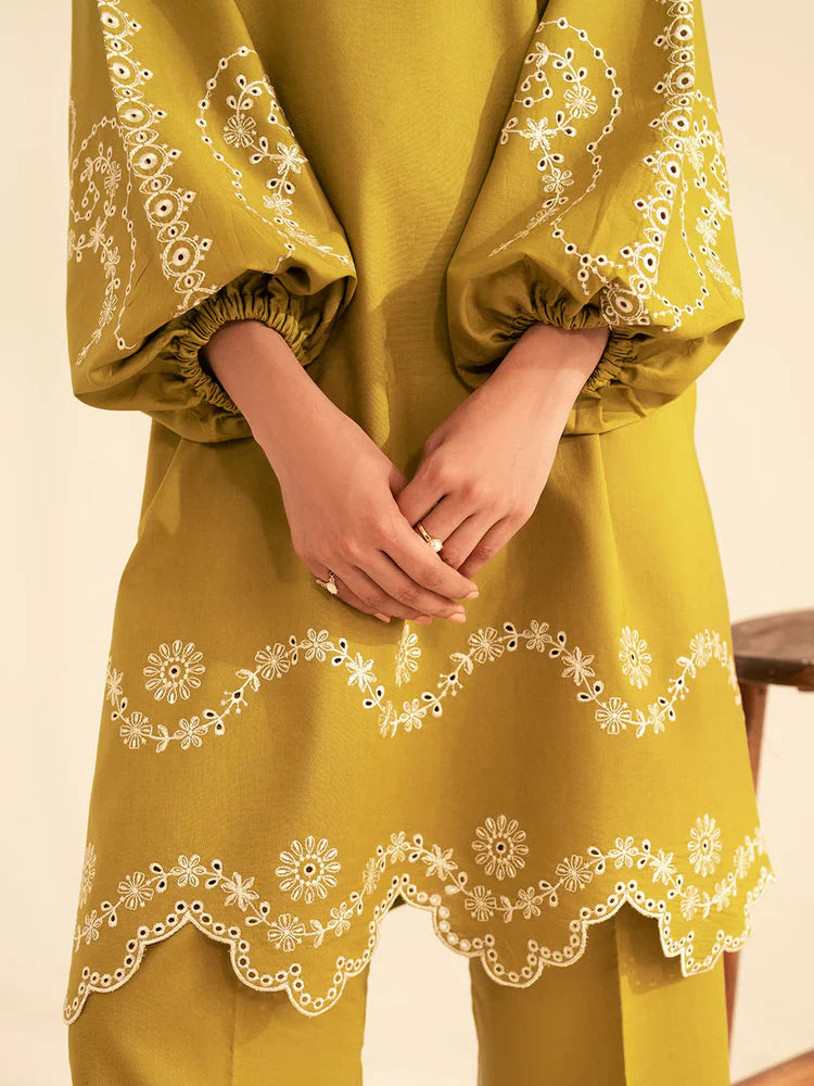 BATIK-2PC DHANAK EMBROIDRED SHIRT WITH DHANAK EMBROIDRED SLEEVES-122