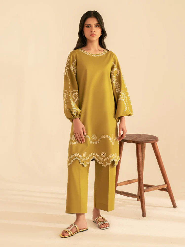 BATIK-2PC DHANAK EMBROIDRED SHIRT WITH DHANAK EMBROIDRED SLEEVES-122