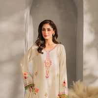 MIRANA - 3PC DHANAK EMBROIDERED SHIRT WITH BAMBER CHIFFON DUPATTA AND TROUSER-14289