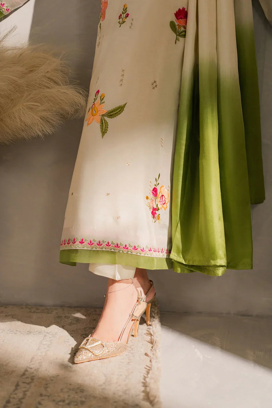 MIRANA - 3PC DHANAK EMBROIDERED SHIRT WITH BAMBER CHIFFON DUPATTA AND TROUSER-14289