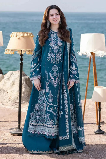 QALAMQAR-3PC DHANAK HEAVY EMBROIDERED SHIRT WITH CHIFFON HEAVY EMBROIDERED DUPATTA AND TROUSER-14021