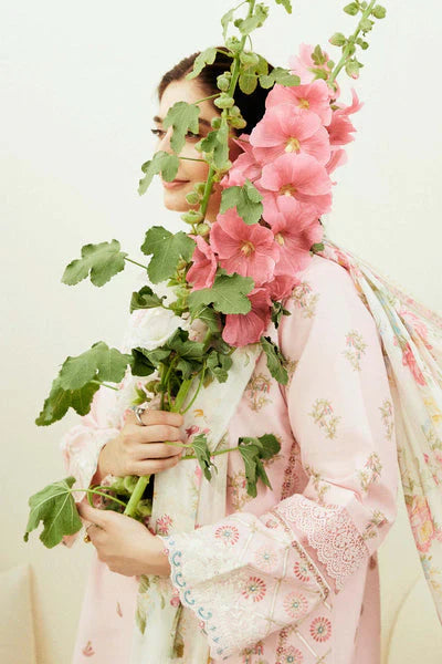 Coco - Dhanak 3PC Unstitched Embroidered Shirt with Digital Printed Wool Shawl-13193