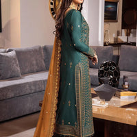 ASIM JOFA-3PC DHANAK EMBROIDERED SHIRT WITH DHANAK EMBROIDERED DUPATTA AND TROUSER  - 14153
