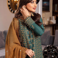 ASIM JOFA-3PC DHANAK EMBROIDERED SHIRT WITH DHANAK EMBROIDERED DUPATTA AND TROUSER  - 14153