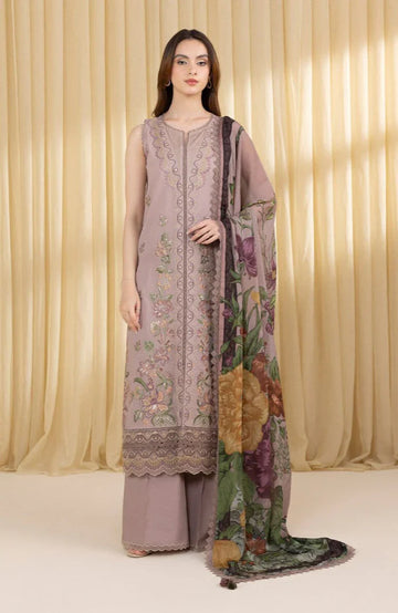 SAPPHIRE-3PC UNSTITCHED DHANAK EMBROIDERED SHIRT WITH COURTRAI WOOL PRINTED SHAWL AND EMB TROUSER-14100