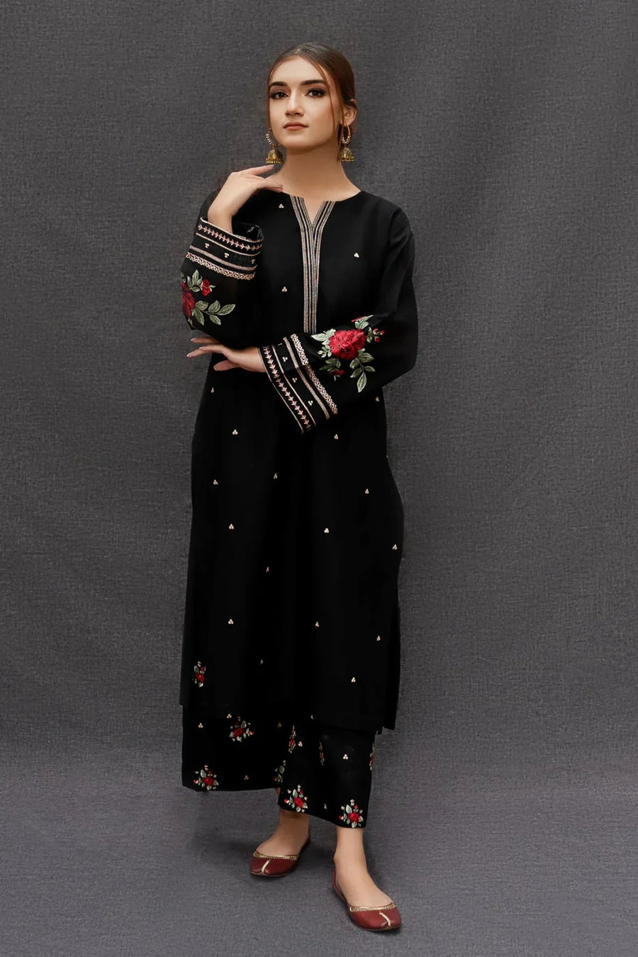 URGE - 3PC UNSTITCHED LAWN EMBROIDERED SHIRT WITH MONARK PRINT DUPATTA AND TROUSER-3516