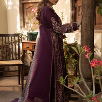 ASIM JOFA-3PC DHANAK EMBROIDRED SHIRT WITH COURTRAI PRINTED SHAWL AND TROUSER-BIC-14252