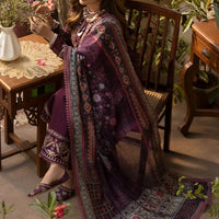 ASIM JOFA-3PC DHANAK EMBROIDRED SHIRT WITH COURTRAI PRINTED SHAWL AND TROUSER-BIC-14252