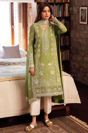 ZAHA 3 Piece Embroidered Lawn Shirt with Embroidered Lawn Dupatta - ZL 2525