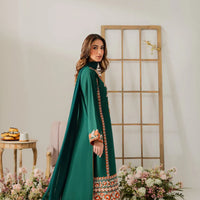 VINTAGE-3PC DHANAK EMBROIDERED SHIRT WITH BAMBER CHIFFON DUPATTA & TROUSER-4248