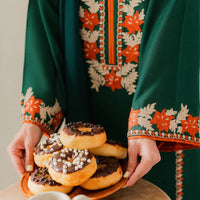 VINTAGE-3PC DHANAK EMBROIDERED SHIRT WITH BAMBER CHIFFON DUPATTA & TROUSER-4248