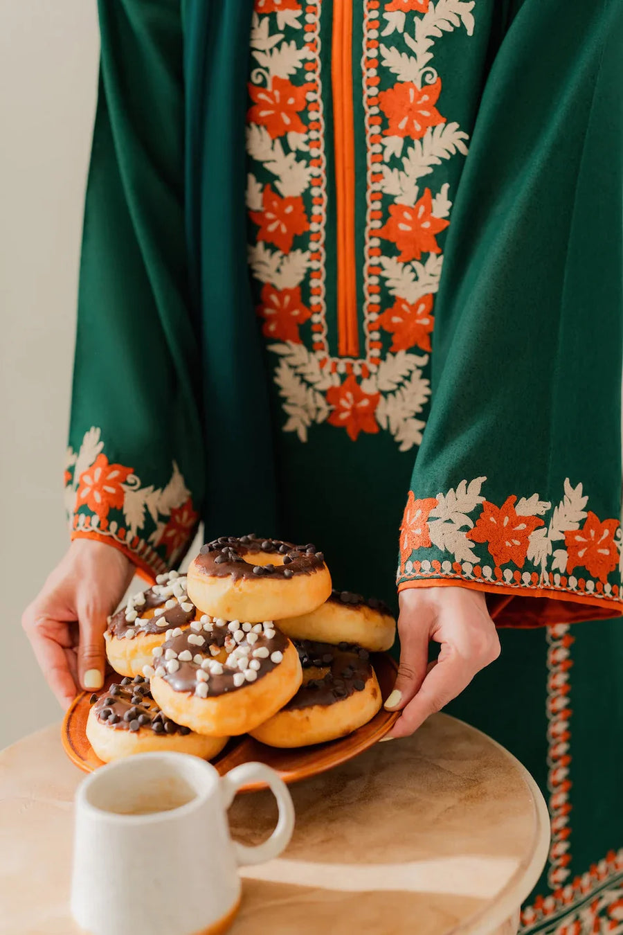 VINTAGE-3PC DHANAK EMBROIDERED SHIRT WITH BAMBER CHIFFON DUPATTA & TROUSER-4248