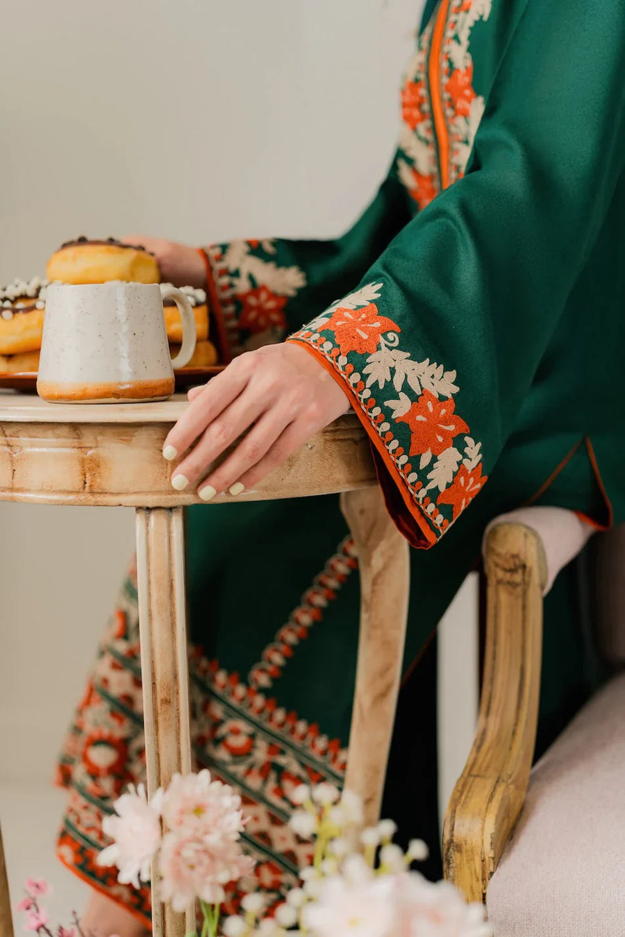 VINTAGE-3PC DHANAK EMBROIDERED SHIRT WITH BAMBER CHIFFON DUPATTA & TROUSER-4248