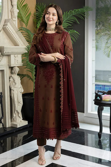 ASIM JOFA-3PC Dhanak EMBROIDERED SHIRT WITH Dhanak EMBROIDERED Shawl AND Dhanak TROUSER - 14056