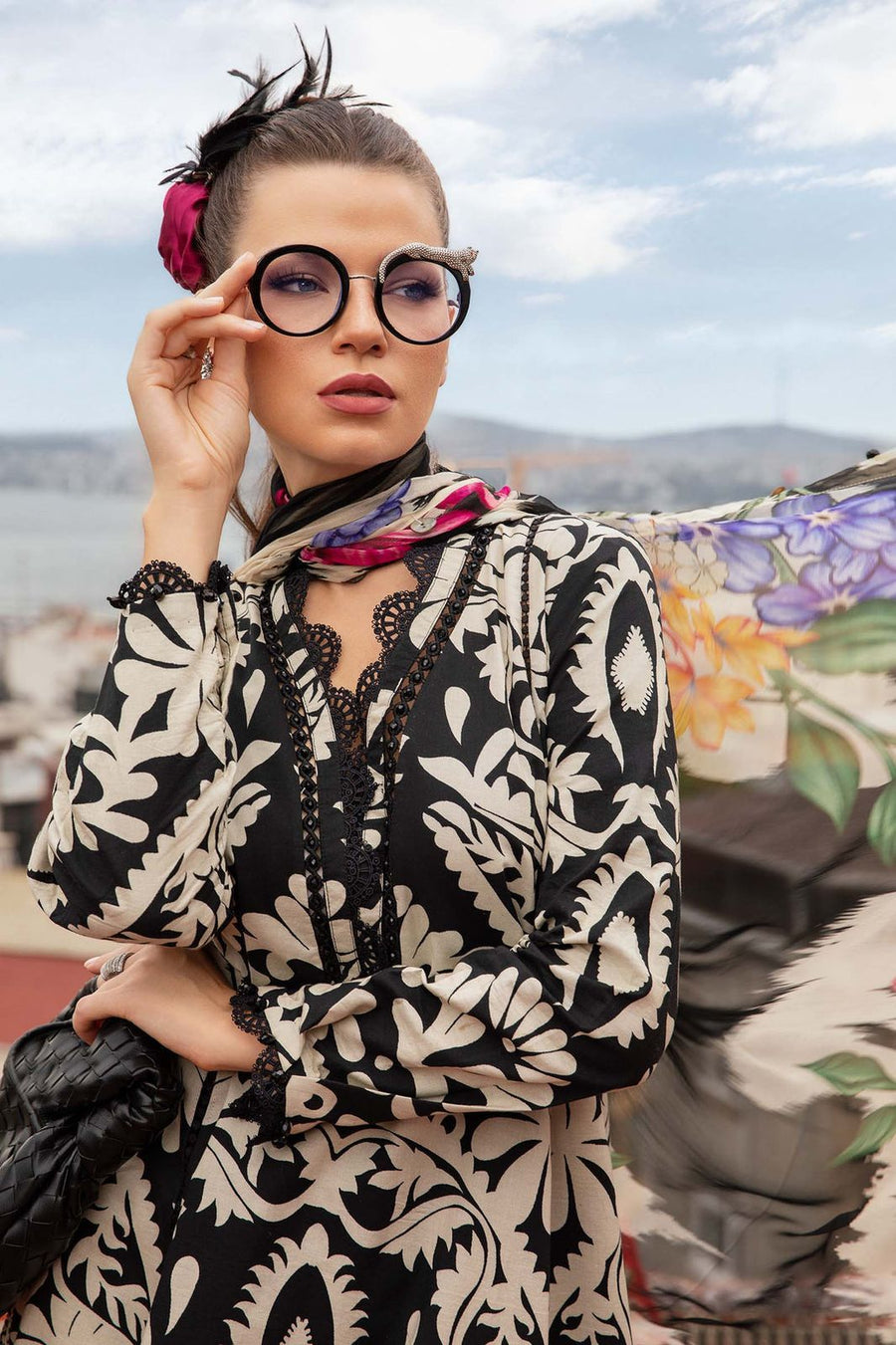 MARIA.B-3PC KHADDAR PRINTED EMB SHIRT WITH KHADDAR PRINTED DUPATTA AND PRINTED TROUSER-MPT-1269