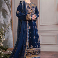 ASIM JOFA - 3PC UNSTITCHED VELVET EMBROIDERED SHIRT WITH CHIFFON EMBROIDERED DUPATTA & TROUSER-14311