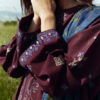 ZARA SHAH JAHAN-3PC DHANAK EMBROIDERED SHIRT WITH COURTRAI WOOL PRINTED SHAWL AND TROUSER-14045