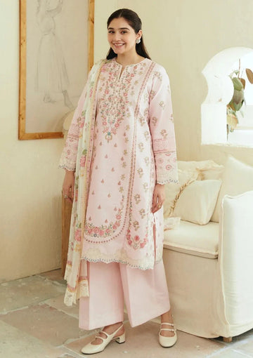 Coco - Dhanak 3PC Unstitched Embroidered Shirt with Digital Printed Wool Shawl-13193