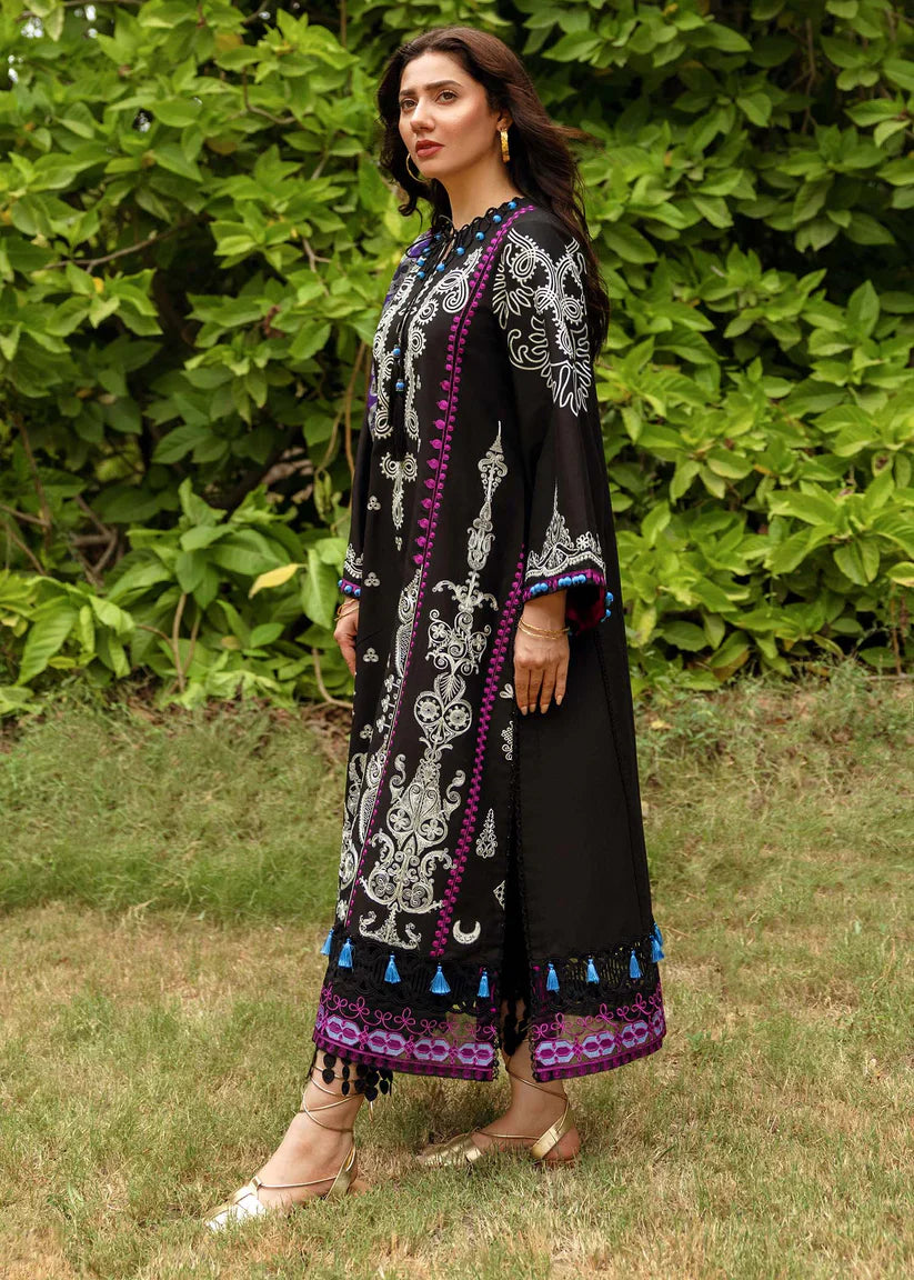 Sira by Sadaf - Dhanak 3PC Unstitched Embroidered Shirt with Digital Printed Wool Shawl-13253