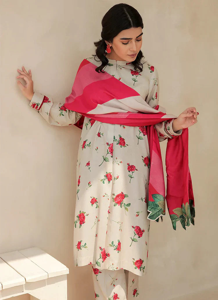 BAROUQE - 3PC UNSTITCHED KARANDI PRINTED SHIRT WITH KARANDI PRINTED DUPATTA AND TROUSER-12575