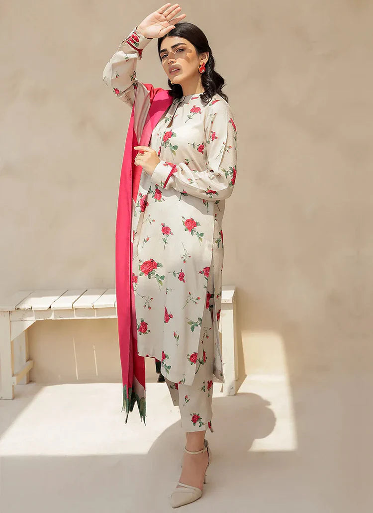 BAROUQE - 3PC UNSTITCHED KARANDI PRINTED SHIRT WITH KARANDI PRINTED DUPATTA AND TROUSER-12575