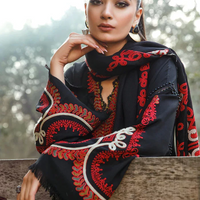 MARIA B -3PC KHADDAR HEAVY EMBROIDERED SHIRT WITH WOOL PRINT SHAWL AND TROUSER-13103 (A)